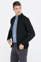 Kapitone Fermuarlı Erkek Triko Ceket - Siyah (1) Sementa