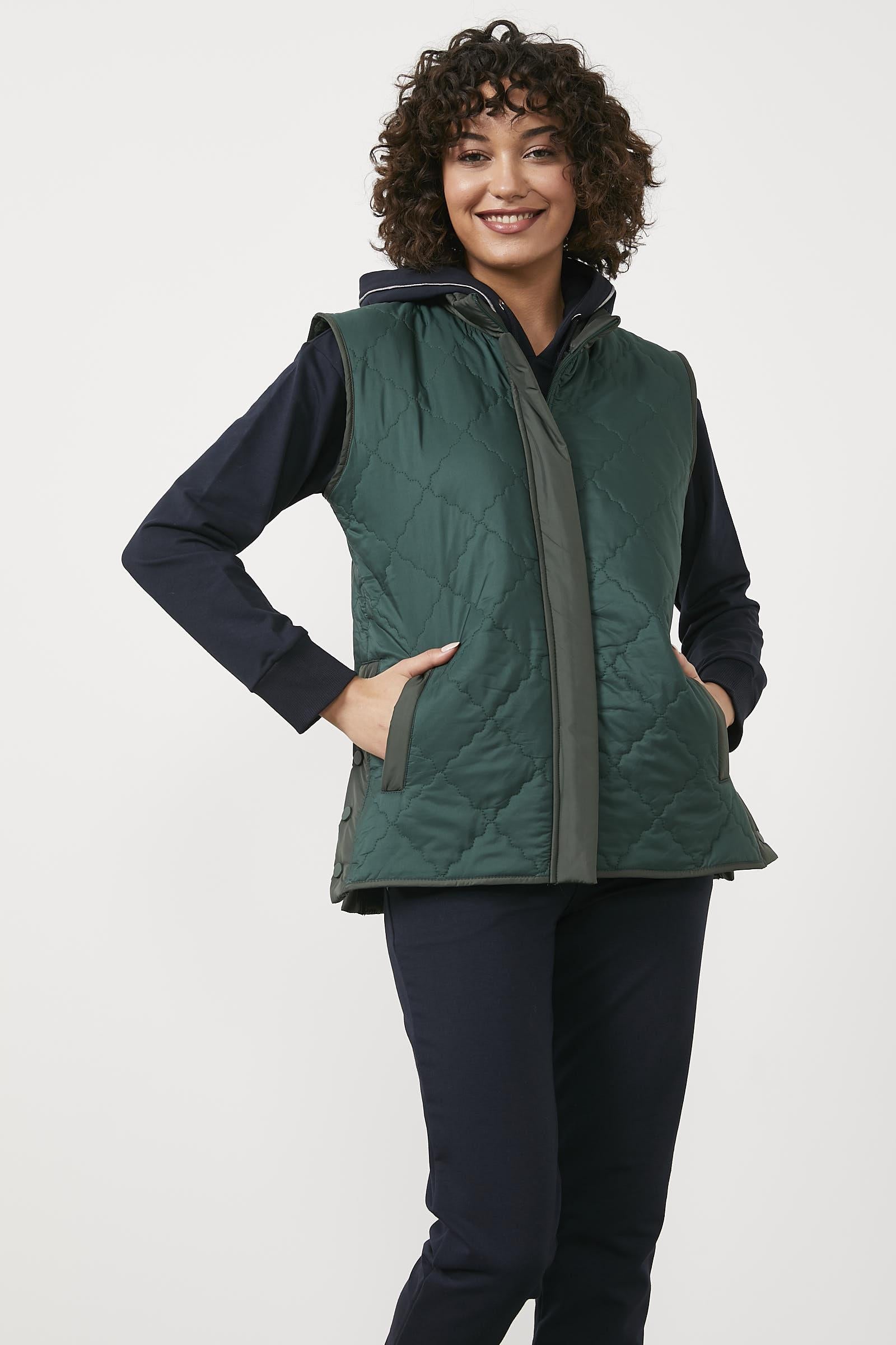 Kapitone İçi Peluş Yelek - Yeşil (3) Sementa