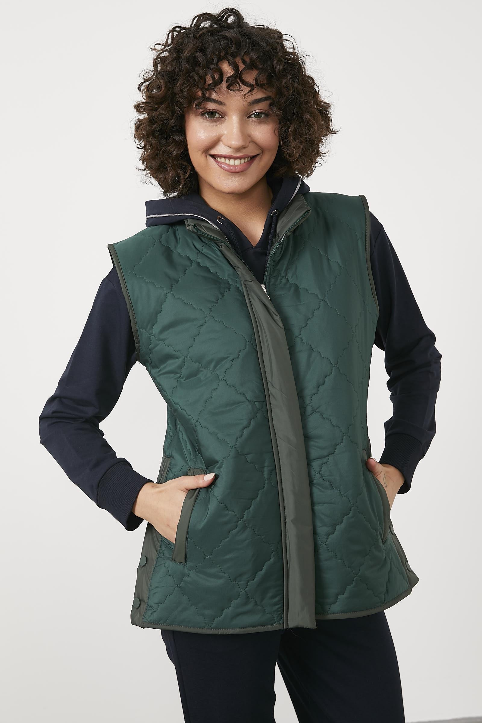 Kapitone İçi Peluş Yelek - Yeşil (4) Sementa