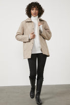 Kapitone Rahat Kalıp İçi Peluş Mont - Bej (1) Sementa