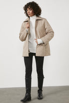 Kapitone Rahat Kalıp İçi Peluş Mont - Bej (2) Sementa