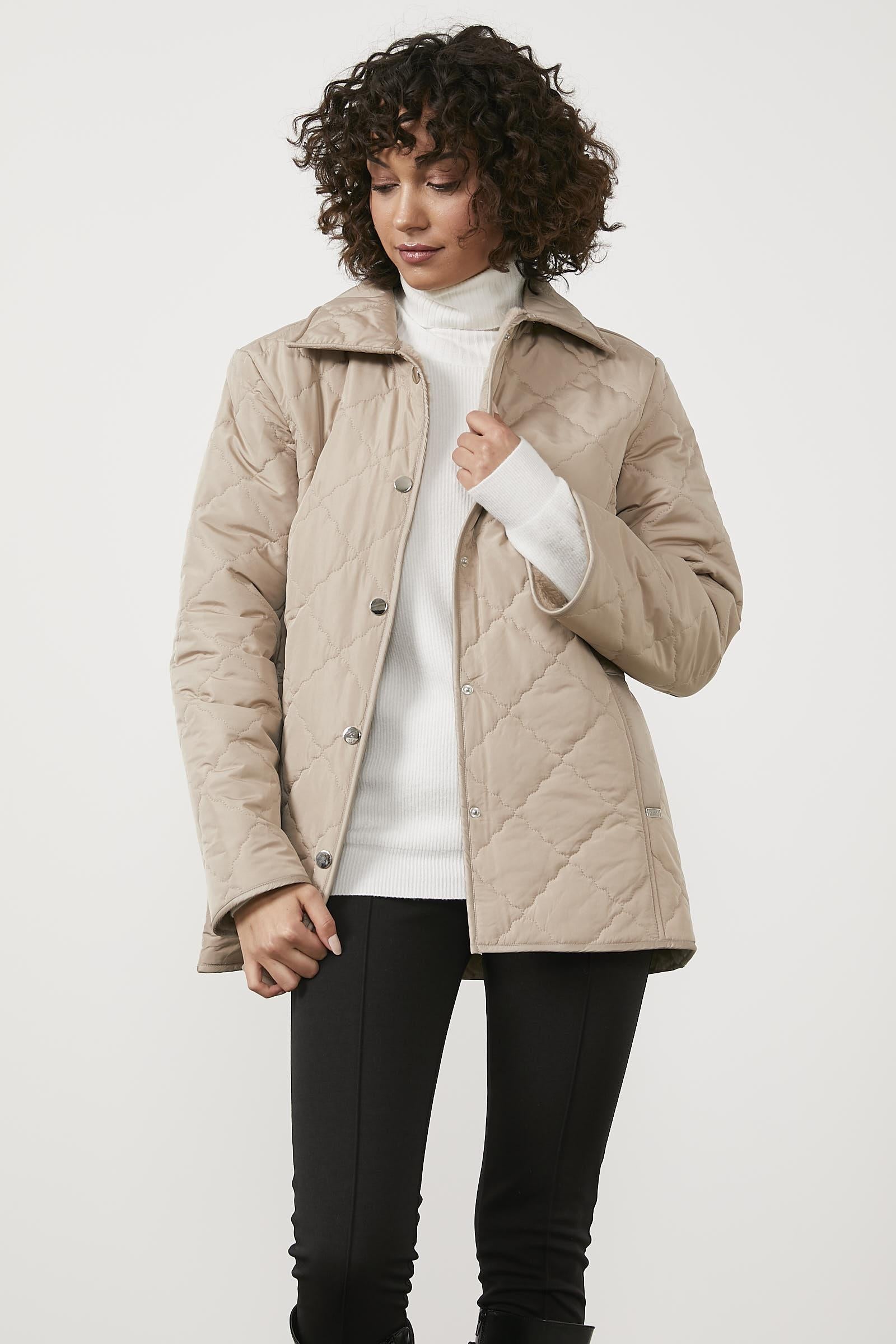 Kapitone Rahat Kalıp İçi Peluş Mont - Bej (4) Sementa