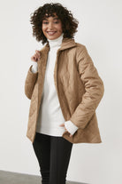 Kapitone Rahat Kalıp İçi Peluş Mont - Kamel (2) Sementa