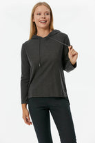 Kapüşonlu Arkası Uzun Triko Kazak - Antrasit (2) Sementa