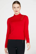 Omuz Aksesuarlı Triko Kazak - Kırmızı (1) Sementa