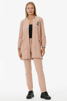 Önden Fermuarlı Nakış Detaylı Cepli  Takım - Pudra (1) Sementa