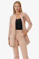 Önden Fermuarlı Nakış Detaylı Cepli  Takım - Pudra (3) Sementa