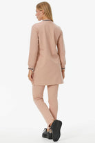 Önden Fermuarlı Nakış Detaylı Cepli  Takım - Pudra (5) Sementa