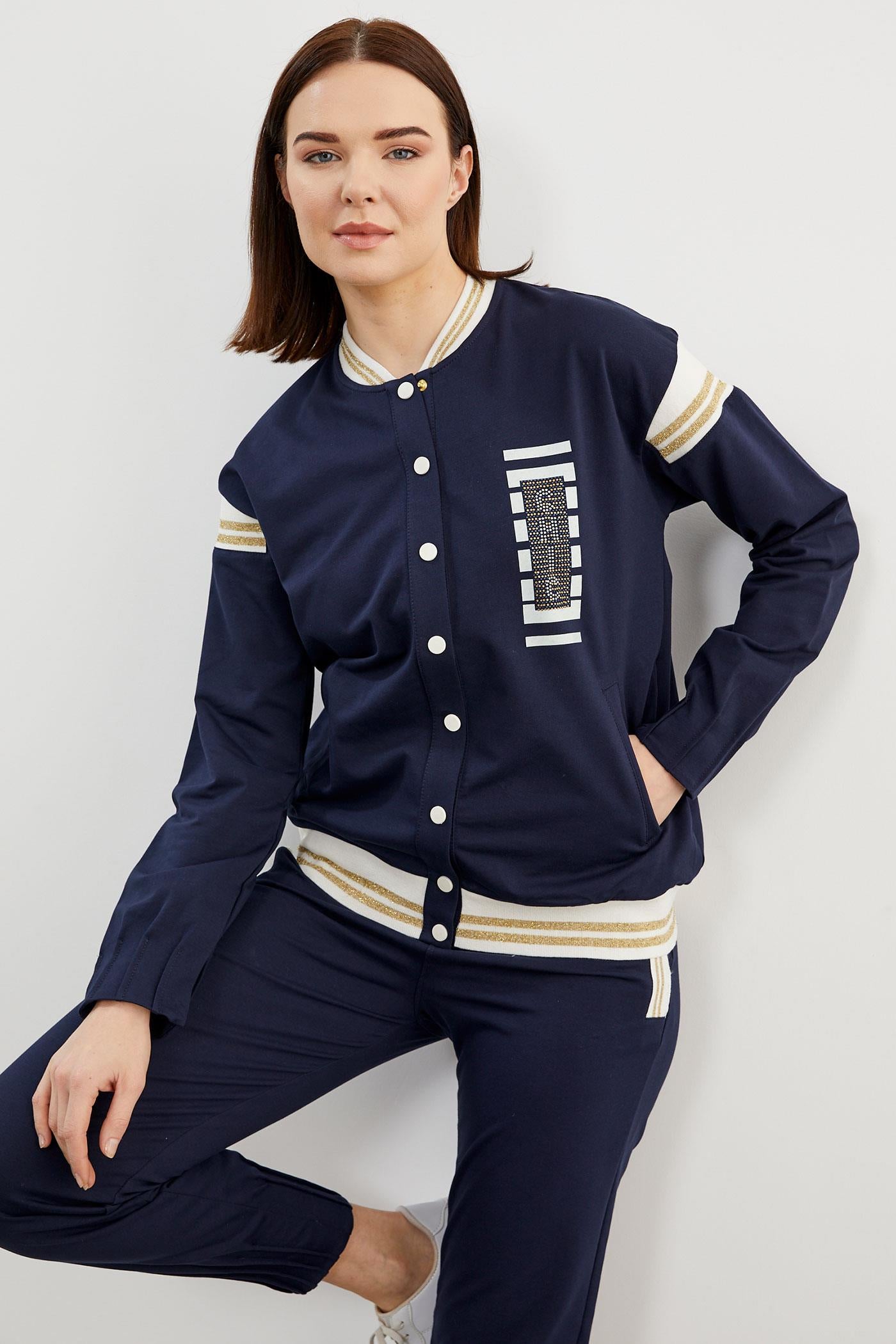 Örme Detaylı Paçası Piliseli Eşofman Takım - Lacivert (3) Sementa