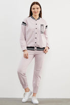 Örme Detaylı Paçası Piliseli Eşofman Takım - Lila (1) Sementa