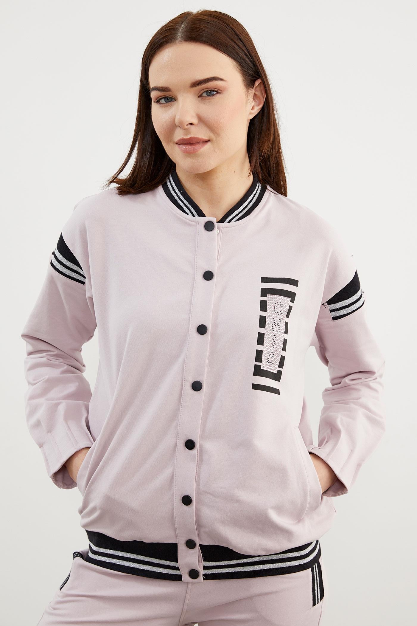 Örme Detaylı Paçası Piliseli Eşofman Takım - Lila (2) Sementa