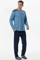 Örme Detaylı Pijama Takım - Mavi (2) Sementa