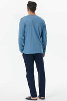 Örme Detaylı Pijama Takım - Mavi (4) Sementa