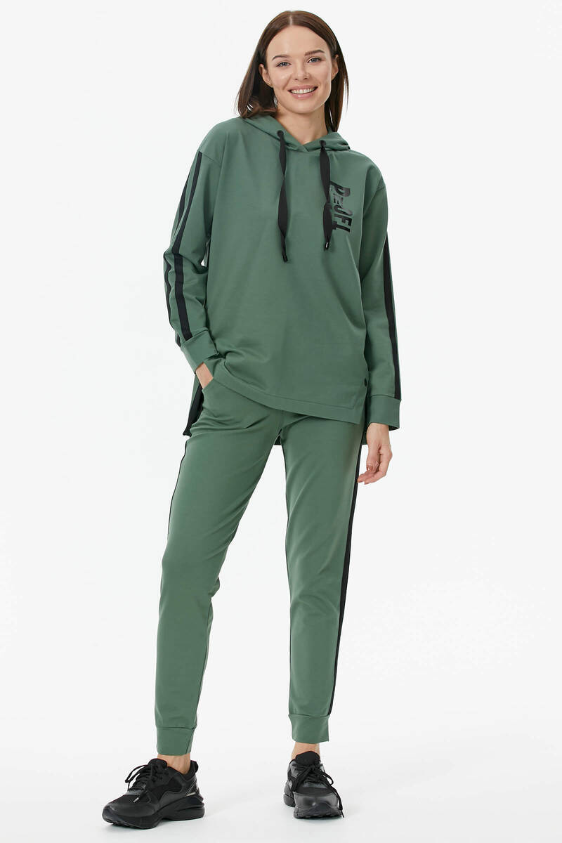 Oversize Kapüşonlu Eşofman Takım - Yeşil (1) Sementa