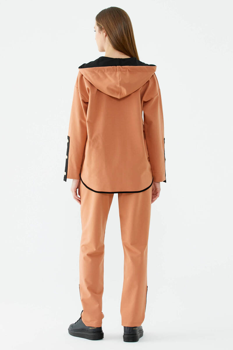 Oversize Şerit Detaylı Eşofman Takım - Somon (5) Sementa