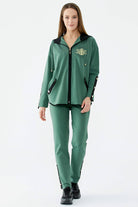 Oversize Şerit Detaylı Eşofman Takım - Yeşil (2) Sementa