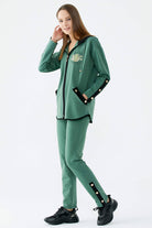 Oversize Şerit Detaylı Eşofman Takım - Yeşil (4) Sementa