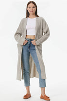 Oversize Uzun Triko Hırka - Vizon (1) Sementa