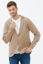 Polo Yaka Düğmeli Triko Ceket - Kamel (1) Sementa