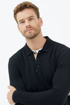 Polo Yaka Patlı  Düğmeli Triko Kazak - Siyah (1) Sementa