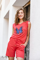 Rahat Kesim Penye Şort - Mercan (1) Sementa