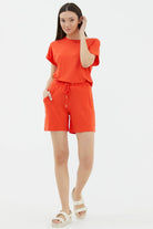 Rahat Kesim Penye Şort - Mercan (3) Sementa