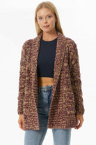 Şal Yaka Saç Örgülü Kırçıllı Triko Hırka - Kamel (1) Sementa