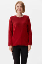 Sıfır Yaka Desenli Triko Kazak - Bordo (2) Sementa