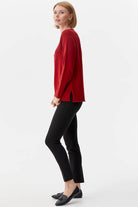 Sıfır Yaka Desenli Triko Kazak - Bordo (3) Sementa