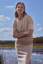 Sıfır Yaka Omuz Düğmeli Triko Kazak - Kamel (1) Sementa