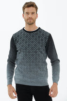 Sıfır Yaka Triko Kazak - Orta Gri (1) Sementa