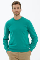 Sıfır Yaka Triko Kazak - Yeşil (1) Sementa