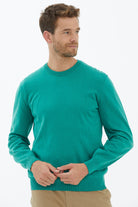 Sıfır Yaka Triko Kazak - Yeşil (3) Sementa