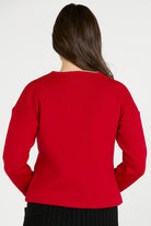 Sim Detaylı Kısa Triko Ceket - Kırmızı - Siyah (3) Sementa