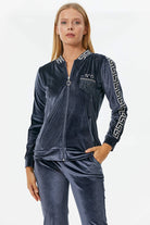 Sim Örme Detaylı Kadife Eşofman Takım - Antrasit (1) Sementa