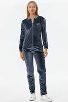 Sim Örme Detaylı Kadife Eşofman Takım - Antrasit (2) Sementa