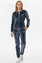 Sim Örme Detaylı Kadife Eşofman Takım - Antrasit (4) Sementa