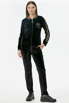 Sim Örme Detaylı Kadife Eşofman Takım - Siyah (1) Sementa