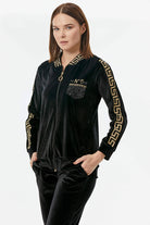 Sim Örme Detaylı Kadife Eşofman Takım - Siyah (2) Sementa