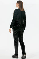 Sim Örme Detaylı Kadife Eşofman Takım - Siyah (5) Sementa