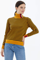 Tam Balıkçı Yaka Çizgili Triko Kazak - Güneş (2) Sementa