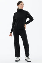 Tam Balıkçı Yaka Kazak Pantolon Triko Takım - Siyah (2) Sementa