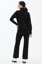 Tam Balıkçı Yaka Kazak Pantolon Triko Takım - Siyah (3) Sementa