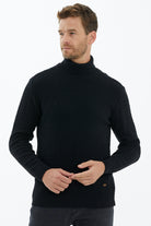 Tam Balıkçı Yaka Triko Kazak - Siyah (2) Sementa