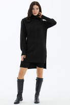 Tam Balıkçı Yaka Triko Tunik - Siyah (2) Sementa