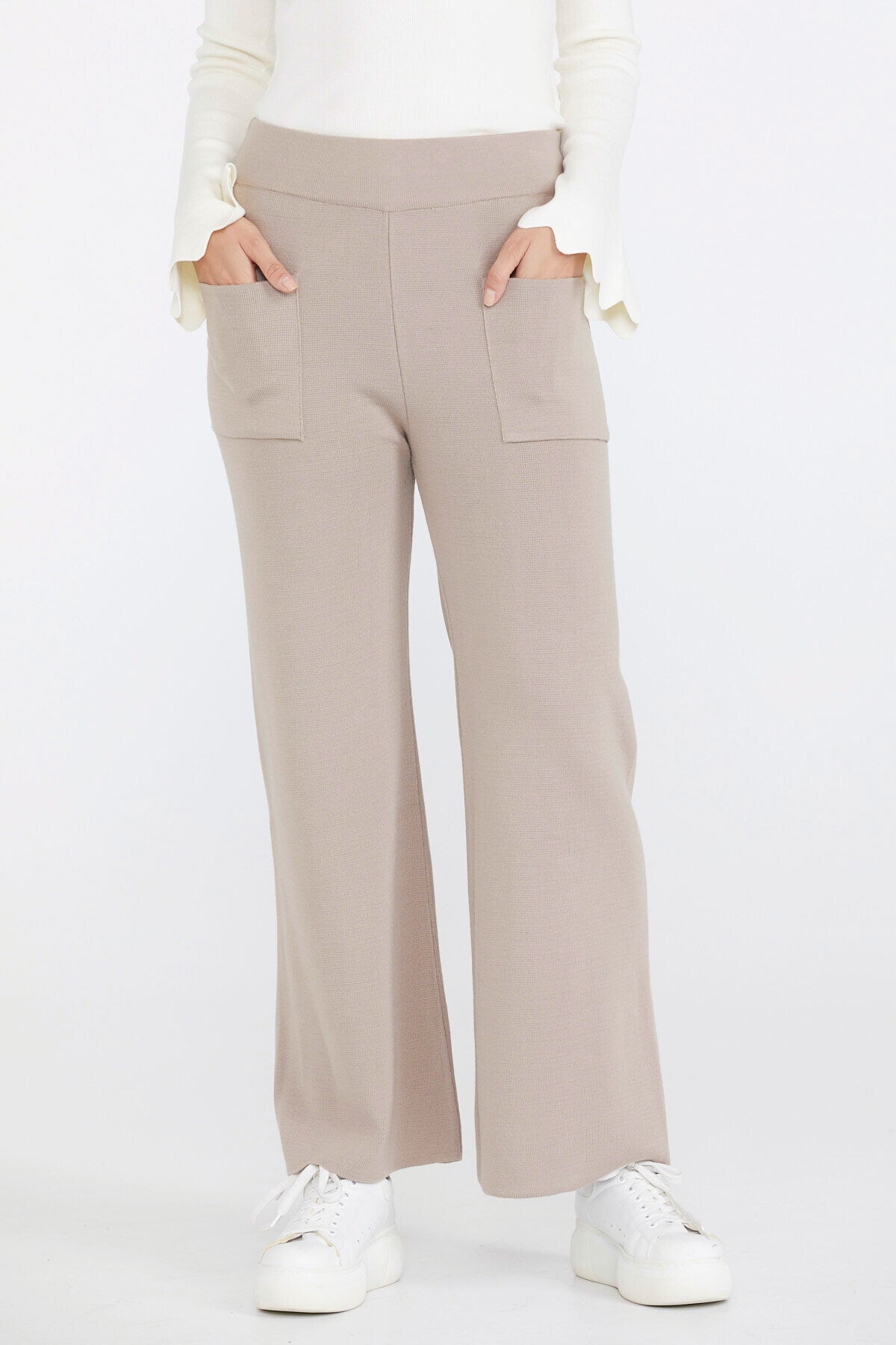 Triko Kadın Cepli Pantolon - Vizon (2) Sementa