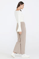 Triko Kadın Cepli Pantolon - Vizon (3) Sementa