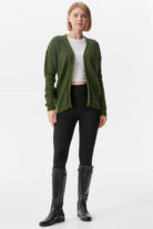 V Yaka Triko Hırka - Yeşil (1) Sementa