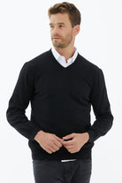 V Yaka Triko Kazak - Siyah (1) Sementa