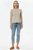 Kayık Yaka Sim Detaylı Triko Kazak - Bej (1) Sementa